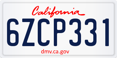 CA license plate 6ZCP331