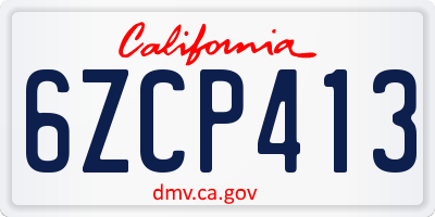 CA license plate 6ZCP413