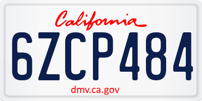 CA license plate 6ZCP484