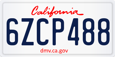 CA license plate 6ZCP488