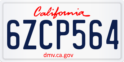 CA license plate 6ZCP564