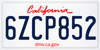 CA license plate 6ZCP852