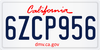 CA license plate 6ZCP956