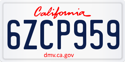 CA license plate 6ZCP959