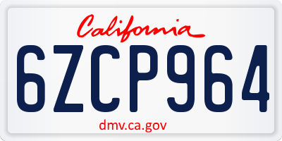 CA license plate 6ZCP964