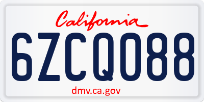 CA license plate 6ZCQ088