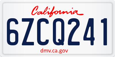 CA license plate 6ZCQ241