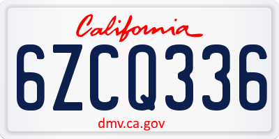 CA license plate 6ZCQ336