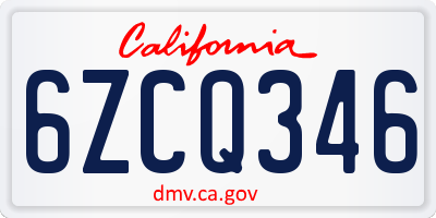 CA license plate 6ZCQ346