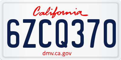 CA license plate 6ZCQ370
