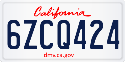 CA license plate 6ZCQ424