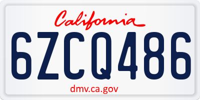 CA license plate 6ZCQ486