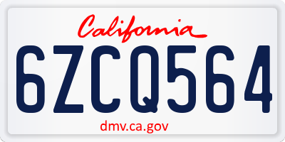 CA license plate 6ZCQ564