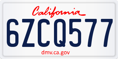 CA license plate 6ZCQ577