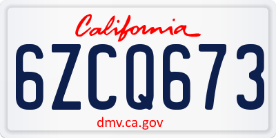 CA license plate 6ZCQ673