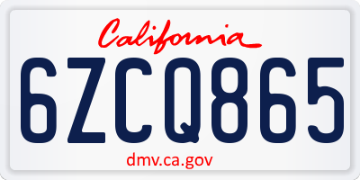 CA license plate 6ZCQ865