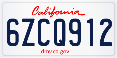 CA license plate 6ZCQ912