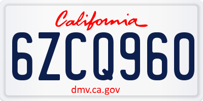 CA license plate 6ZCQ960