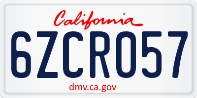 CA license plate 6ZCR057