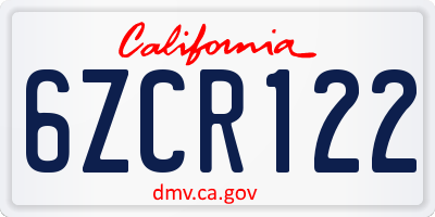 CA license plate 6ZCR122
