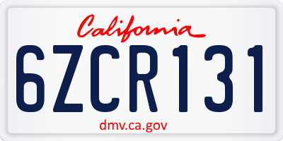 CA license plate 6ZCR131