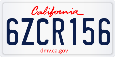 CA license plate 6ZCR156