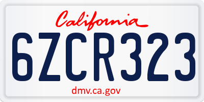 CA license plate 6ZCR323