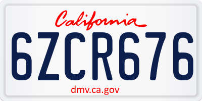 CA license plate 6ZCR676
