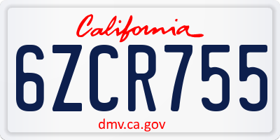 CA license plate 6ZCR755