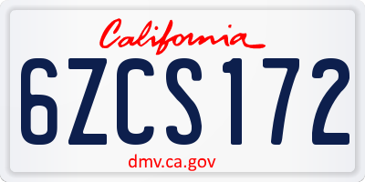 CA license plate 6ZCS172
