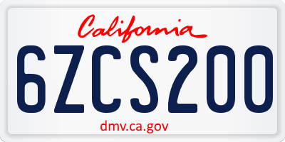 CA license plate 6ZCS200