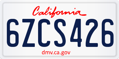 CA license plate 6ZCS426