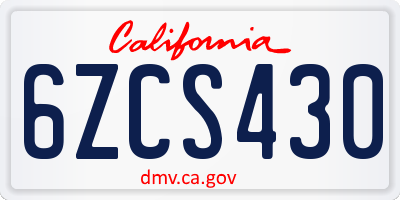 CA license plate 6ZCS430