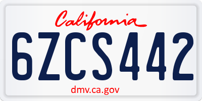 CA license plate 6ZCS442