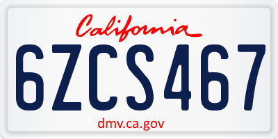 CA license plate 6ZCS467