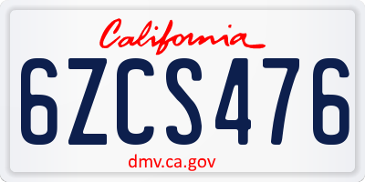CA license plate 6ZCS476
