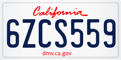 CA license plate 6ZCS559