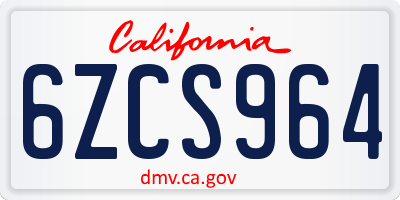 CA license plate 6ZCS964