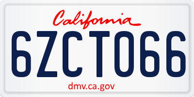 CA license plate 6ZCT066