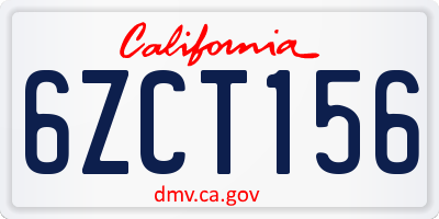 CA license plate 6ZCT156