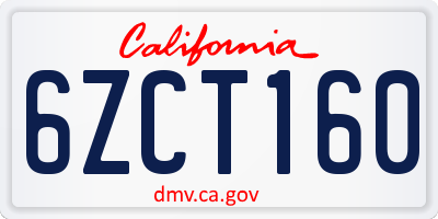 CA license plate 6ZCT160