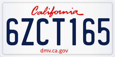CA license plate 6ZCT165