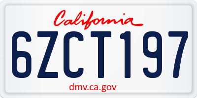 CA license plate 6ZCT197