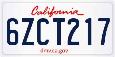 CA license plate 6ZCT217