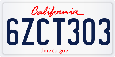 CA license plate 6ZCT303