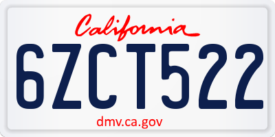 CA license plate 6ZCT522