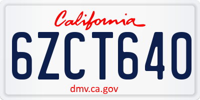 CA license plate 6ZCT640