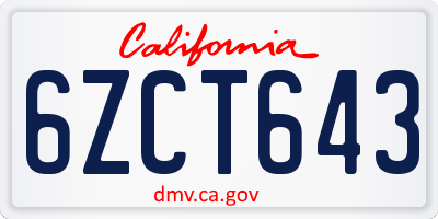 CA license plate 6ZCT643