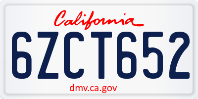 CA license plate 6ZCT652