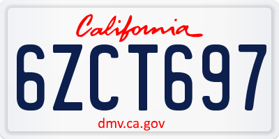 CA license plate 6ZCT697